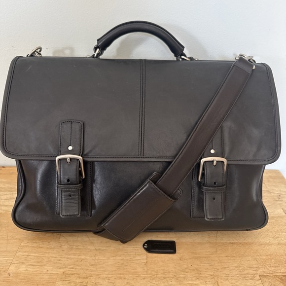 Coach Other - Coach Thompson Executive Black Leather Laptop Bag Briefcase Attache 6455